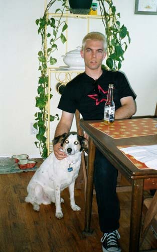 Max and his adopted human, Jon. (Max belongs to Nancy whose floor we slept on for two nights -- thanks Nancy!!)