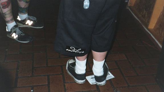 [Austin, TX] Showcasing the spring foorwear fashions. New Balance's radioactive logo.